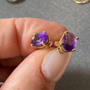 Elegant 14K Yellow Gold Purple Amethyst Earrings